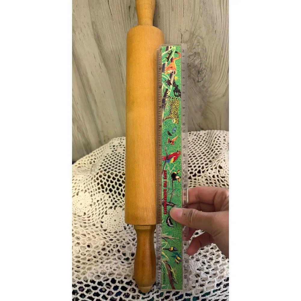 Vintage Wood Rolling Pin Farmhouse Kitchen Baker Tool USA